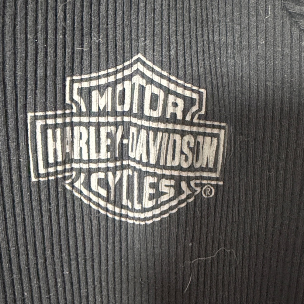 Harley-Davidson Black Short-Sleeve Ribbed Henley Tee - Picture 2 of 6